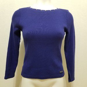 Limited Too top Large 14 studded embellished neck ribbed knit split cuff VTG Y2K